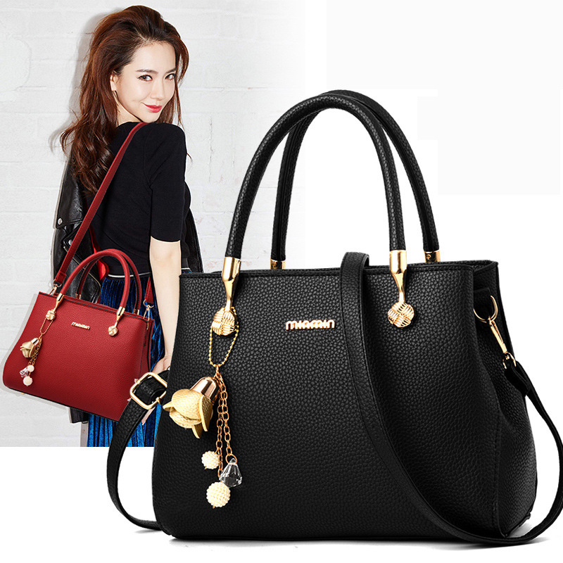 Women's Bag New Simple Handbag Korean Dignified Shoulder Messenger Bag Women's Handbag [Free Wallet]]