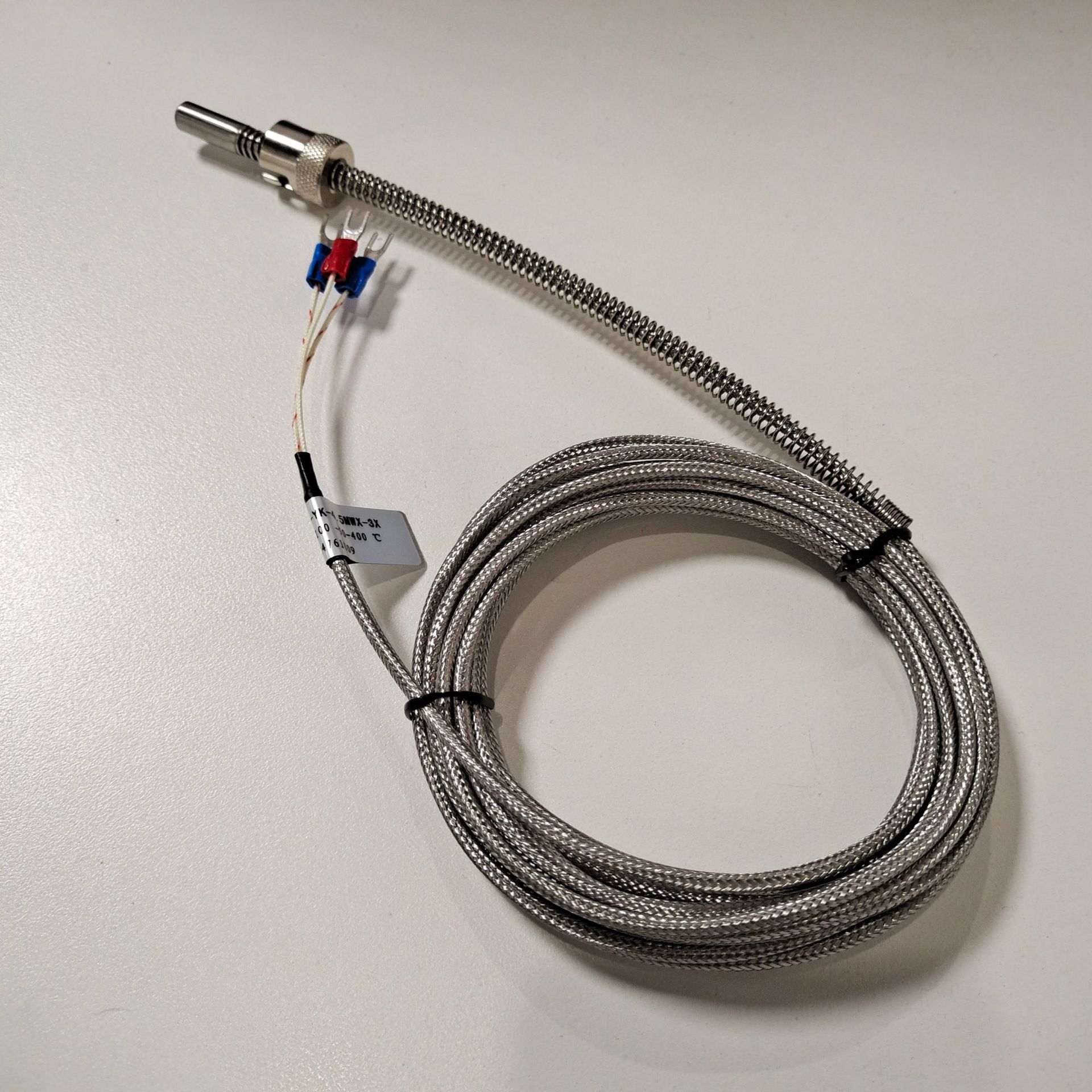 zysensor温度传感器 pt100 压扣式弹簧200mm 管径8mm探头长20mm