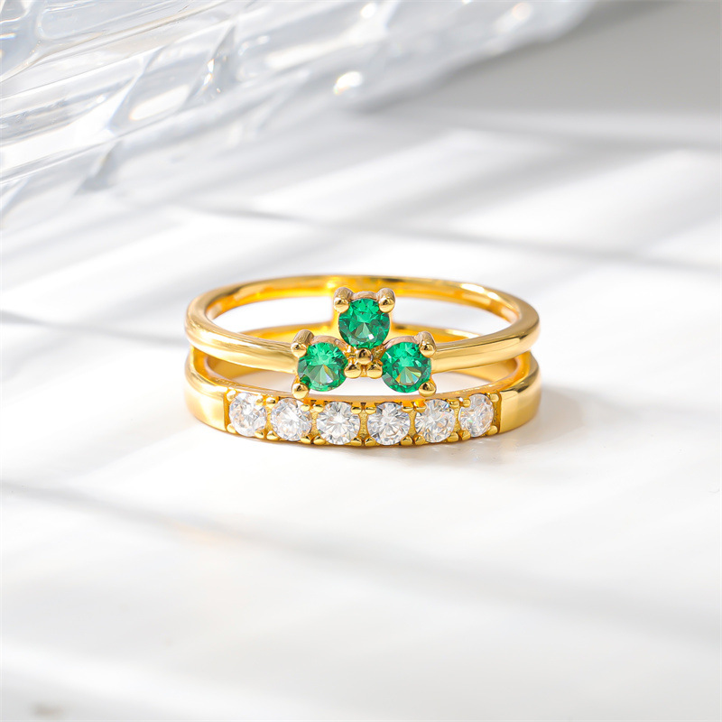 925银镶嵌尖晶石双层戒指欧美复古小众设计个性百搭女士戒指-阿里巴巴