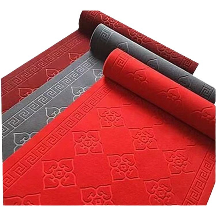 pvc suede embossed red carpet kitchen waterproof resistance sliding mat mud hiding dust removal brushed embossed carpet