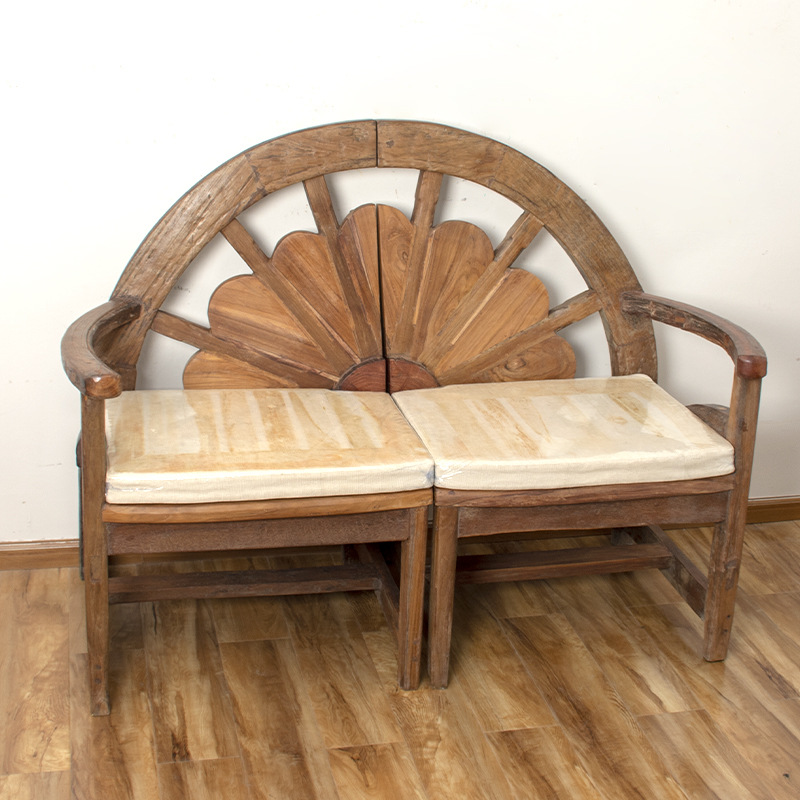 泰国泰式柚木茶几椅子三件套泰国复古阳台桌椅东南亚风格沙发椅