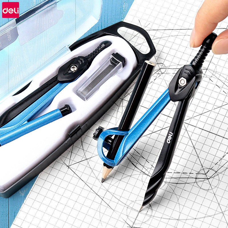 得力圆规学生专用套装初中生考试小学生多功能夹笔款绘图工具批发