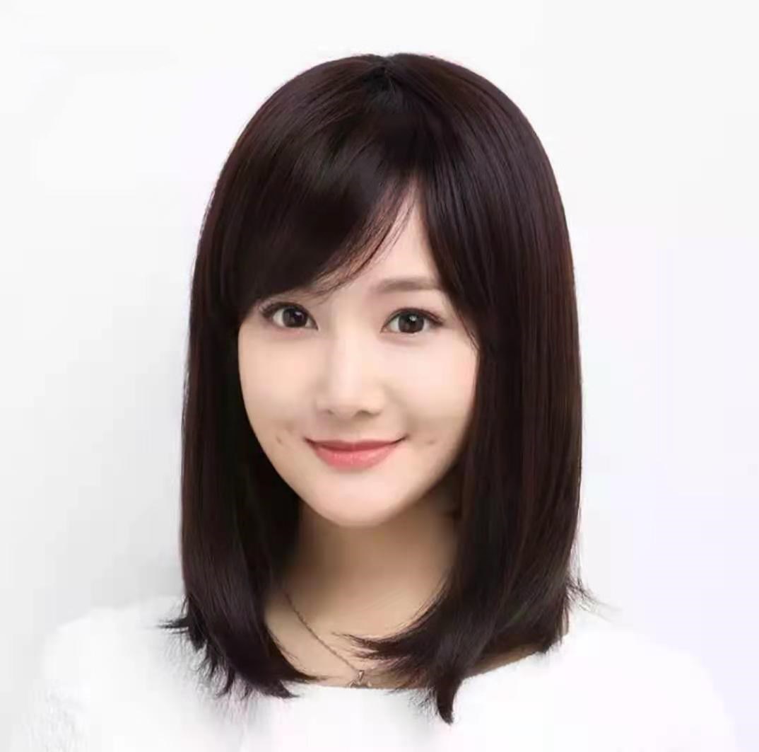 假发女长发中老年妈妈遮白发时尚中长发全头套长直发斜刘海显年轻