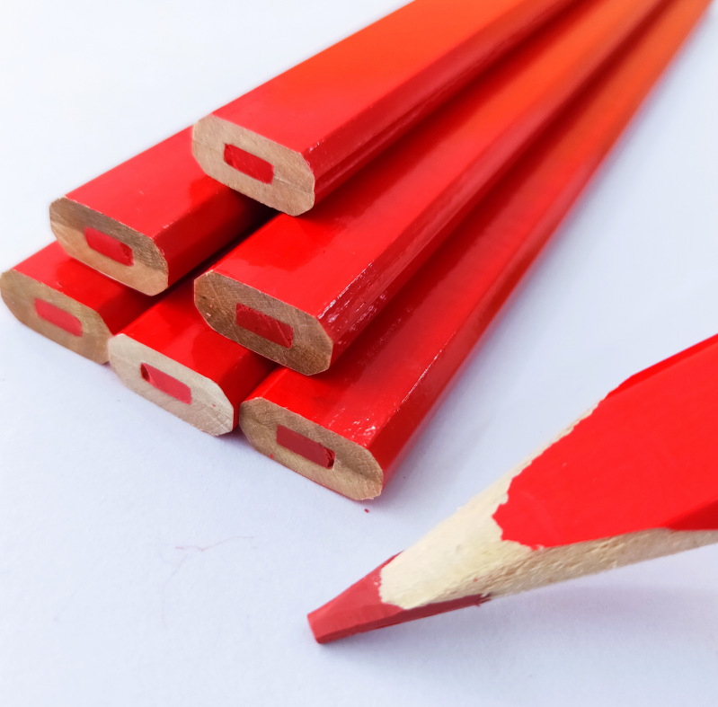 生产供应红芯大八角 红芯椭圆全红木工铅笔