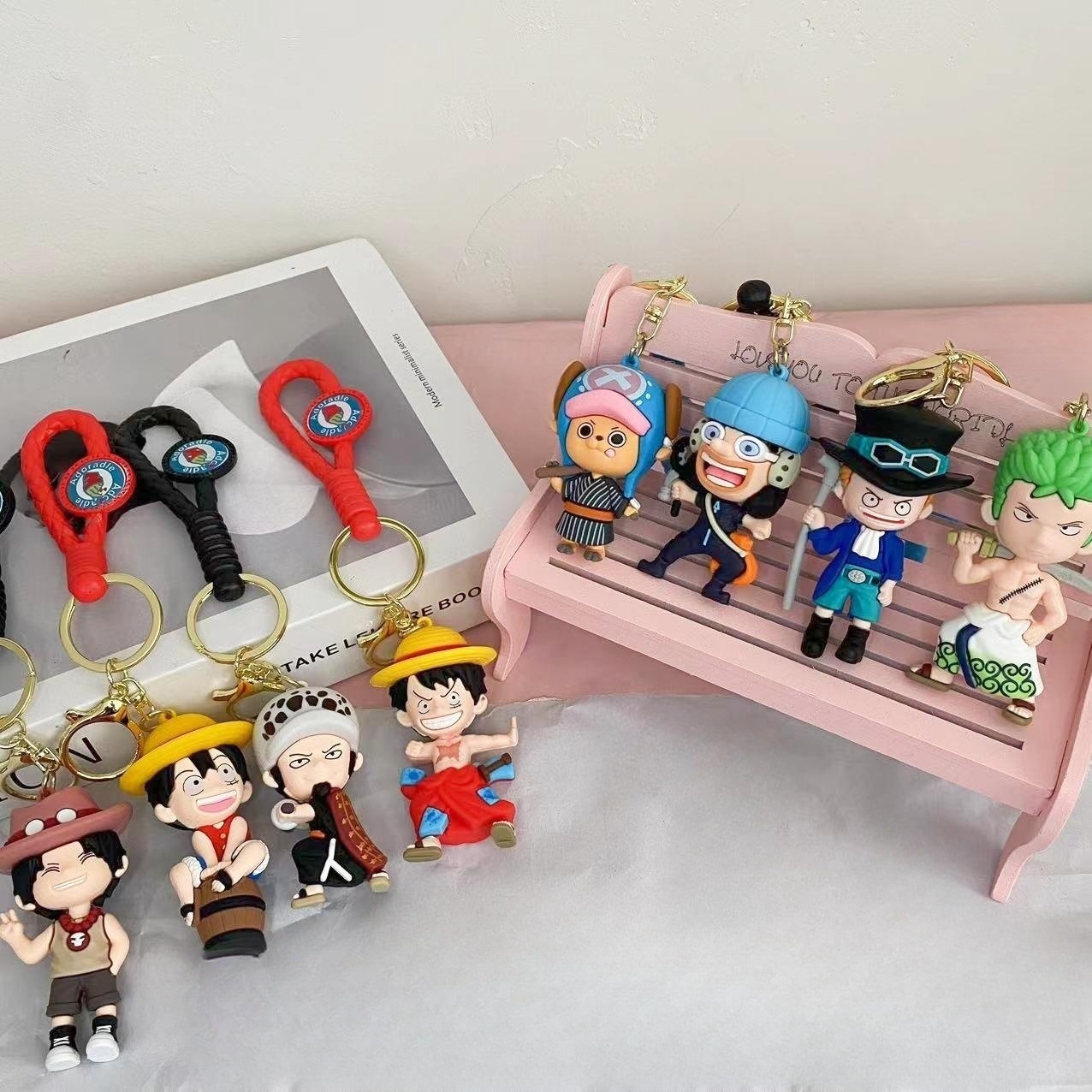 New One Piece Anime Keychain Cartoon Luffy Zoro Toy Bag Package Pendant Car Key Chain Small Gift