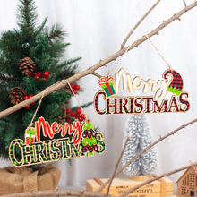 跨境新款圣诞节装饰品木质字母挂牌圣诞快乐木牌挂饰圣诞树挂件