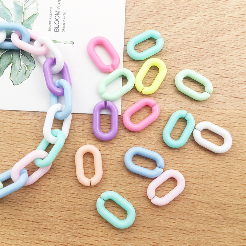 Mixed 100 Pcs/Bag Acrylic Color Plastic Chain Buckle U-Shaped Keychain Mobile Phone Charm Bag Accessories Broken Ring