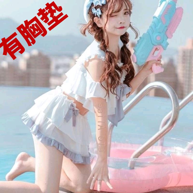 泳衣女夏遮肚分体裙式可爱日系原创韩版仙气海军风水手服显瘦jk学