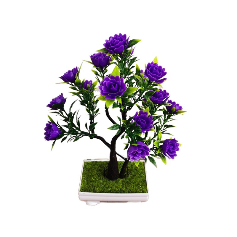 Artificial Plant Bonsai Artificial Flower Fake Rose Flower Plastic Bonsai Interior Home Desktop Decoration Pachira Macrocarpa Ornaments