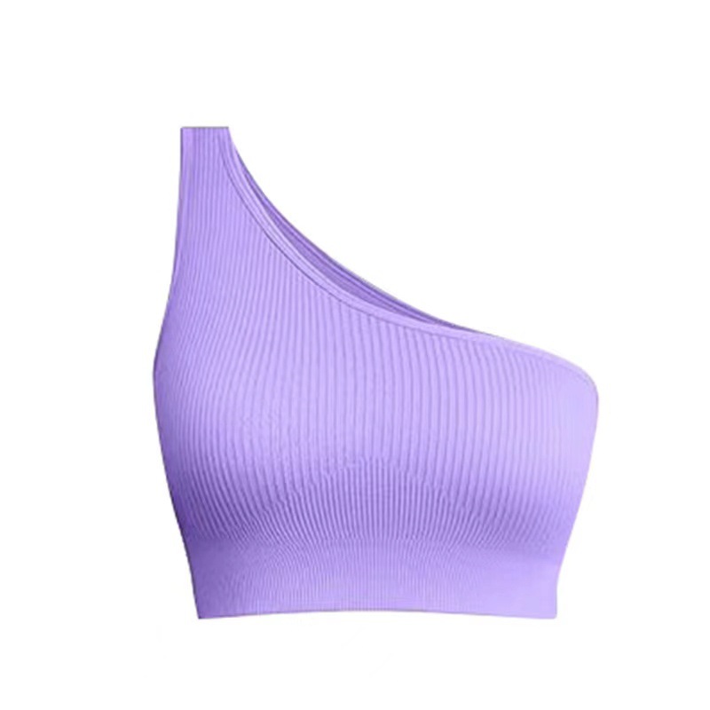 Europe and America Cross Border Seamless Thread Sexy Oblique Shoulder Exercise Yoga Underwear Women's Sports Underwear Wholesale