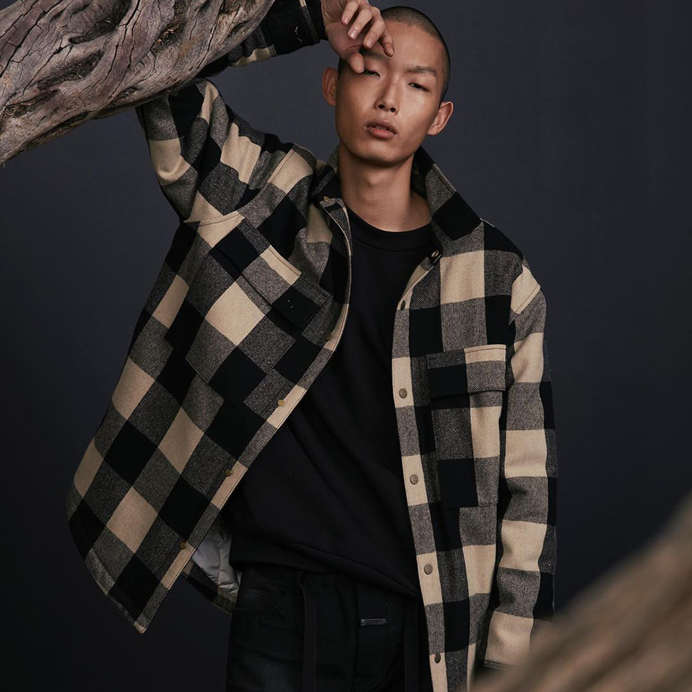 fear of god jerry同款 fog主线高街黄格纹外套男宽松夹克棉服