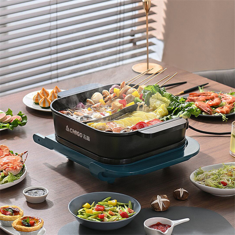 志高烤涮一体锅多功能电火锅家用烤盘烫煎烤肉架铁板烧烤鸳鸯火锅