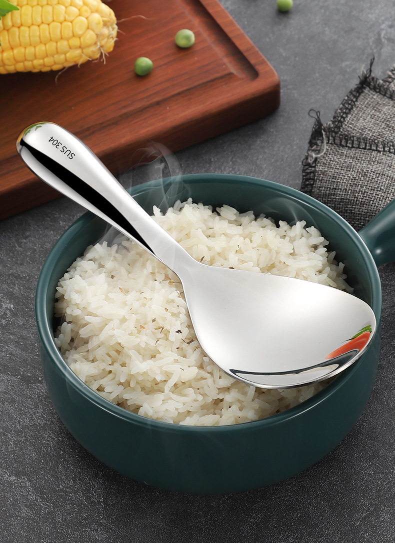 304不锈钢饭勺盛米勺食堂打饭勺分菜分餐公勺厨房工具 可定制logo