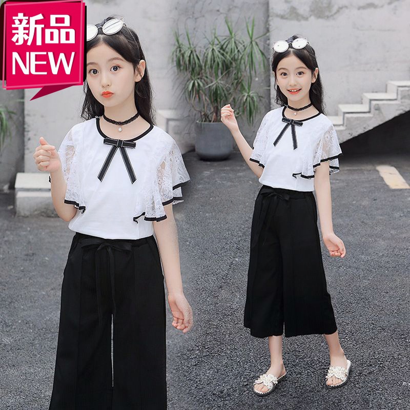 女童夏装套装2024新款儿童网红韩版12洋气大童夏季13岁女孩薄衣服