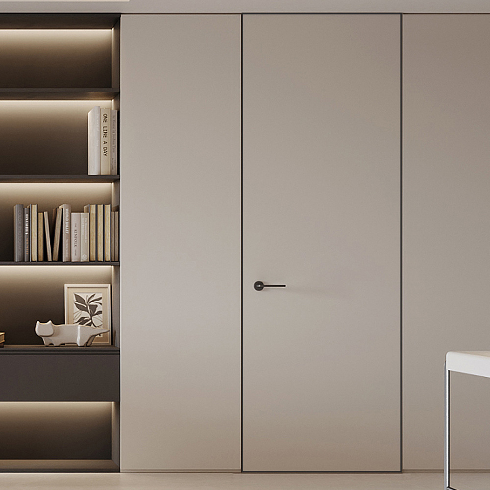 批发实木隐形门定做无框铝木生态门可刷漆涂料门室内平开卧室房门