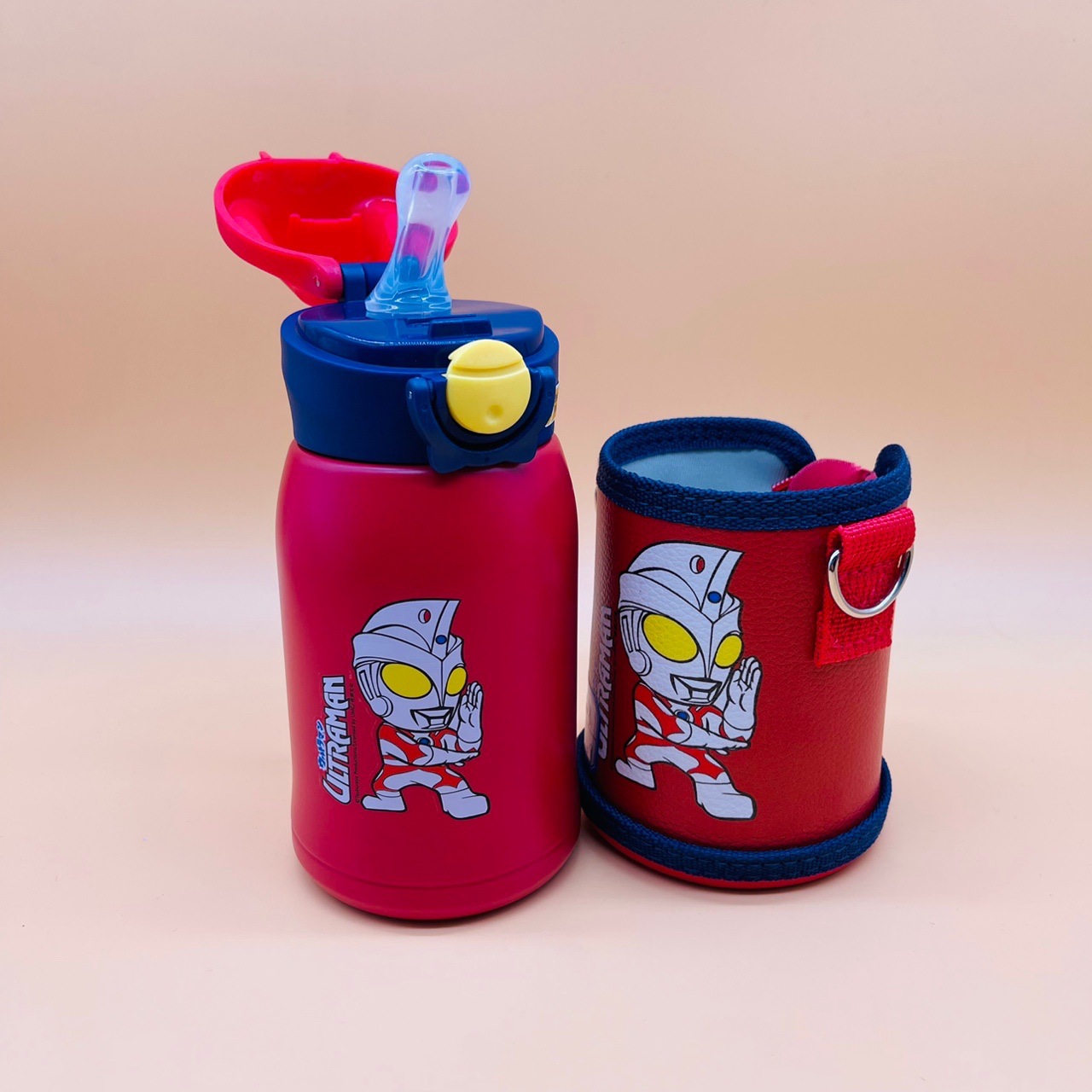 New Children's Thermos Mug Stainless Steel Double Cover Cup with Straw Kindergarten Student's Portable Water Bottle 500ml Bullet Cup