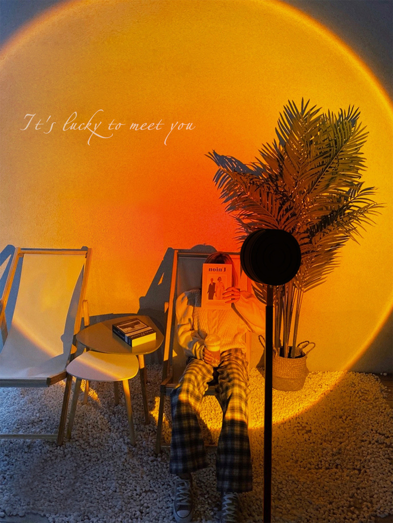 网红拍照创意灯背景投影氛围落日灯迷你台灯跨境夕阳灯彩虹落地灯