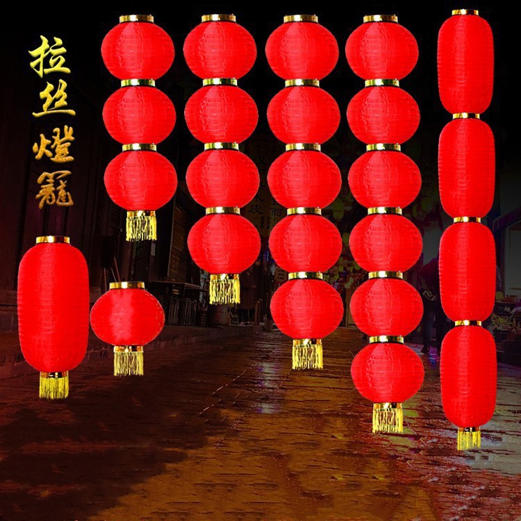 Wholesale Red Lantern Outdoor Waterproof Advertising Printing Lantern Dance Wax Gourd Brushed Folding Lantern Ornament