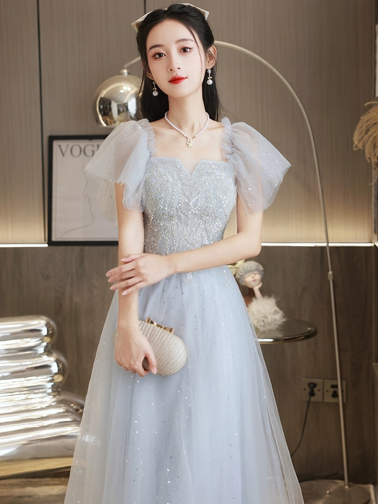 仙气晚礼服女毕业艺考轻奢小众高端成人礼主持人钢琴演奏演出服女