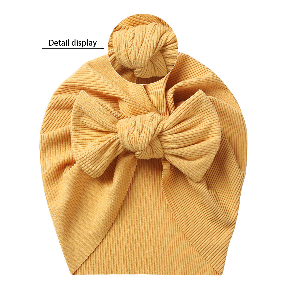 Europe and America Cross Border New Square Bow Baby Sleeve Cap Threaded Cotton Children's Indian Hat Autumn Winter Baby Hat