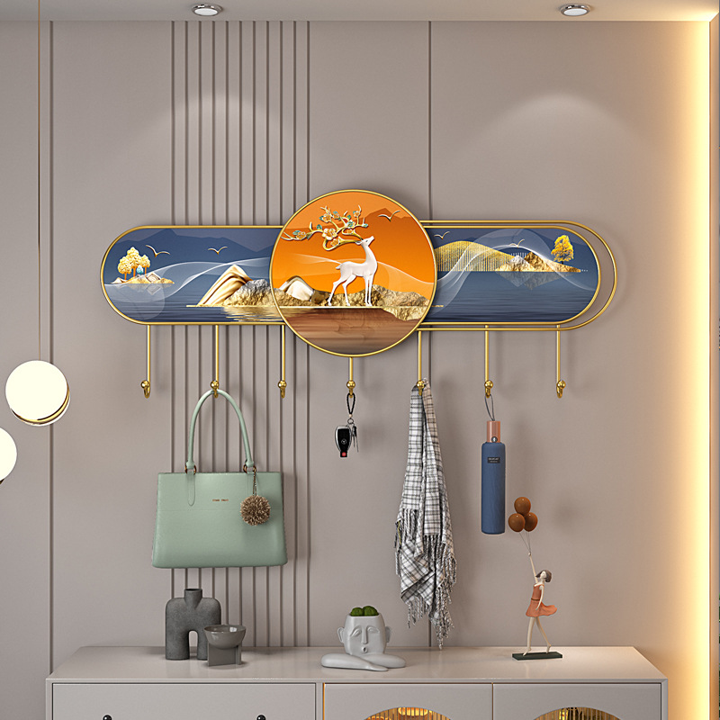 创意现代进门玄关挂衣钩衣帽钩卧室时尚铁艺入户门装饰挂衣帽挂钩