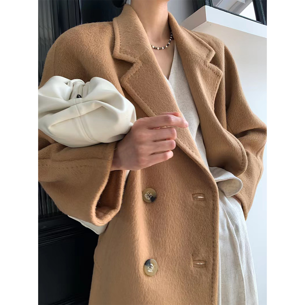 101801同款max家2023新款双面呢大衣双排扣腰带羊绒羊毛外套女装