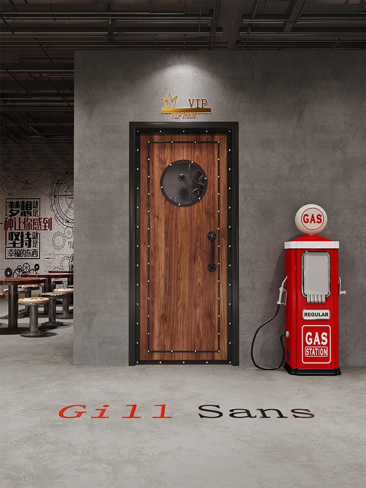 工业风实木门餐厅包厢复古谷仓门酒吧包间门厨房铁艺卫生间间厕所