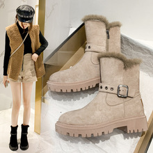 欧美加厚棉靴女2021冬季新款时尚短筒雪地靴女加绒保暖大棉鞋批发