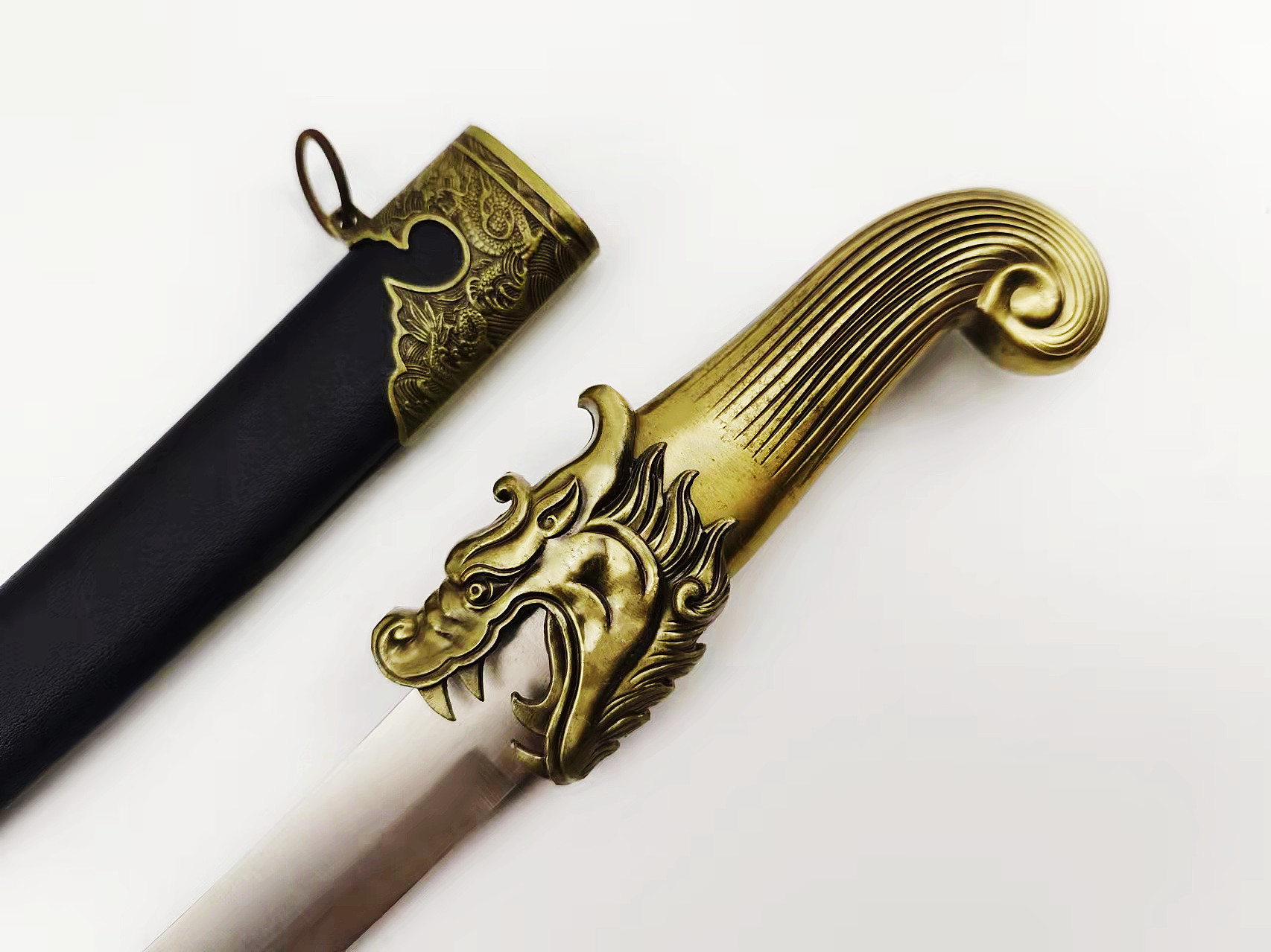 龙泉市工艺剑 旅游纪念礼品剑 皮鞘不锈钢7716小云龙刀 未开刃