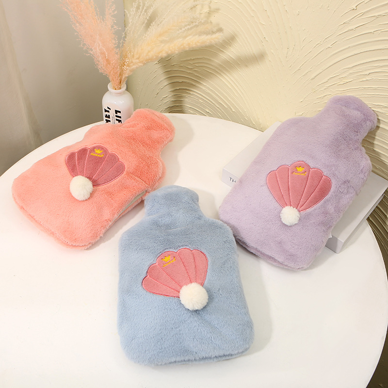 Cross-Border New Arrival Plush Female Student Hot Compress Belly Hot-Water Bag PVC Thickened Household Removable and Washable Hot Water Injection Bag