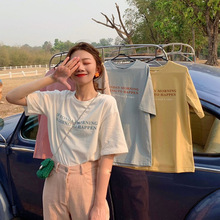 韩版字母印花宽松短袖T恤女夏季休闲上衣学生情侣装打底衫女装潮