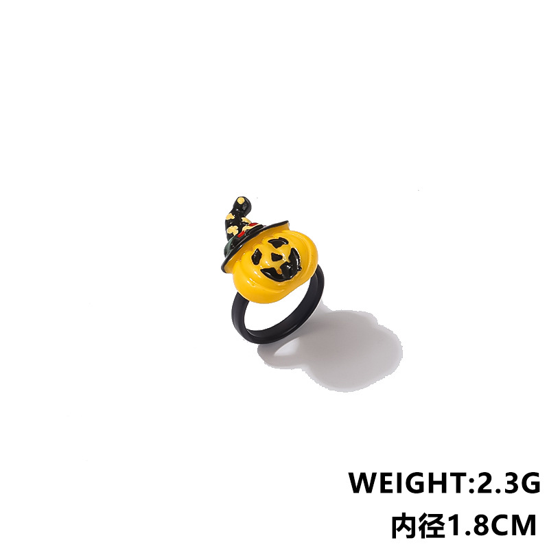 Halloween Cartoon Exaggerated Ghost Pumpkin Head Resin Ring Personalized Fun Holiday Atmosphere Ring