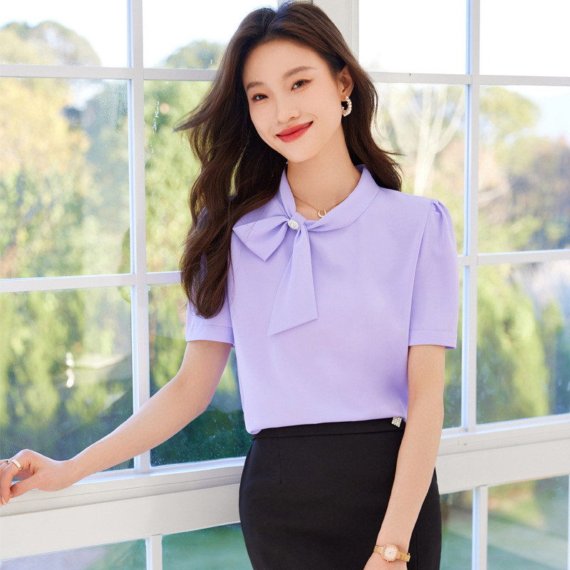 白色衬衫女美容院工作服珠宝店职业装套装2024夏季新款气质衬衣