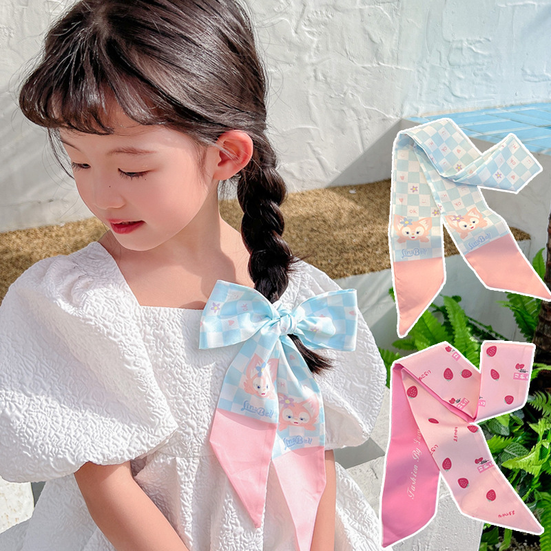 儿童发绳韩国女童丝巾发带头饰小女孩公主编发长飘带绑发丝带头饰