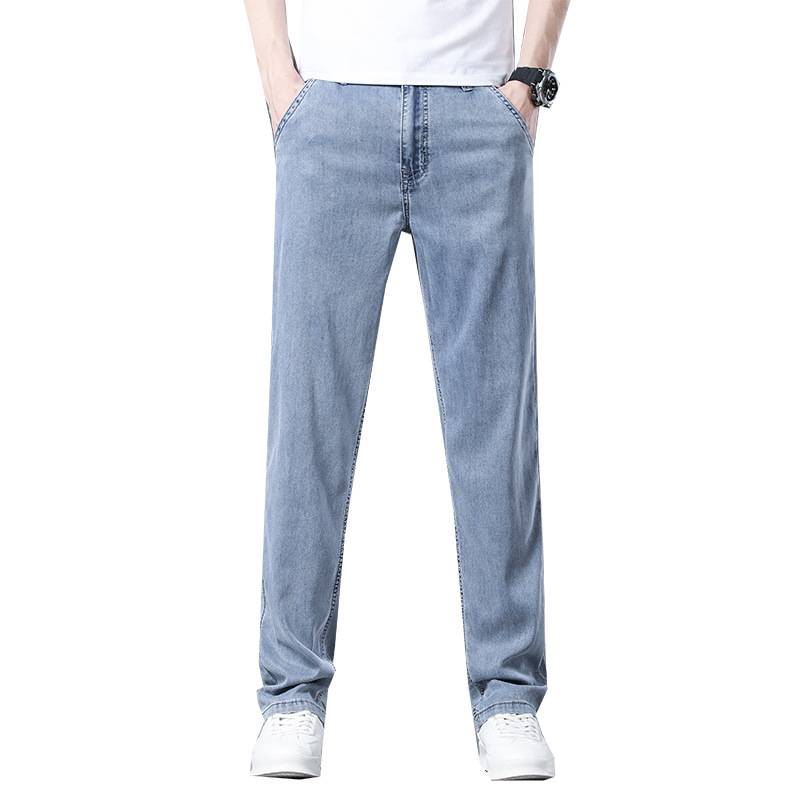 Lysel Lyocell Jeans Men's Summer Thin 2023 New Trendy Loose Drooping Breathable Straight Trousers