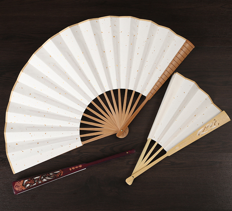 9寸10寸宣纸折扇手工中国风复古空白扇面书法创作竹制品定制扇子