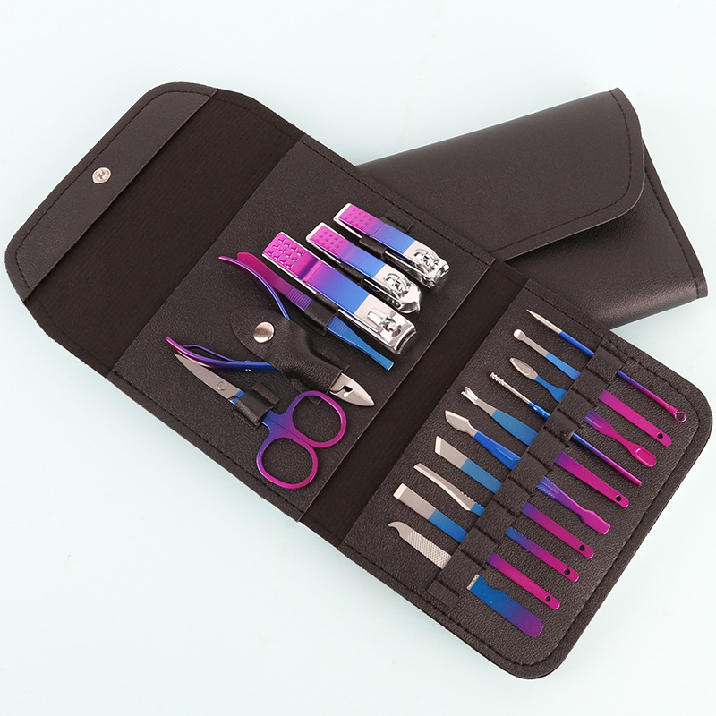 New Colorful Two-Color Nail Clippers Set 16-Piece Beauty Manicure Tool Set Nail Clippers Nail Clippers Set