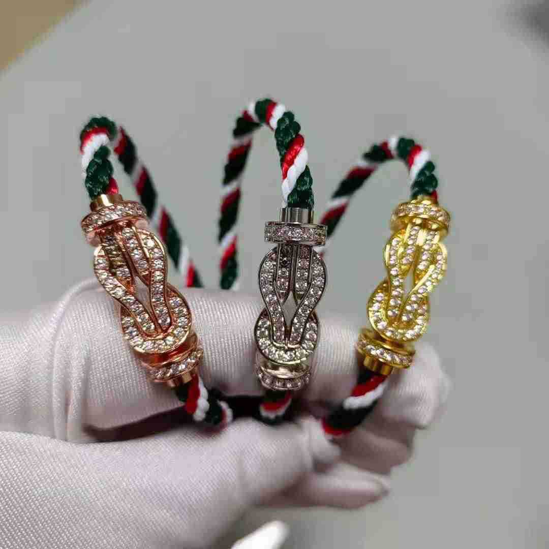 fred弗雷德手链 18k金半钻满钻无钻马蹄扣八字扣精钢男女情侣手绳