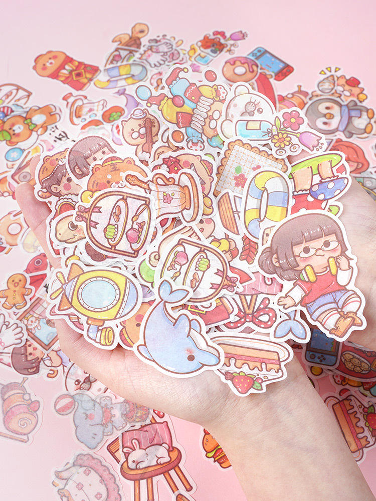 小麻薯手帐贴纸套装手账贴纸ins风高颜值少女心手杖可爱手帐装饰