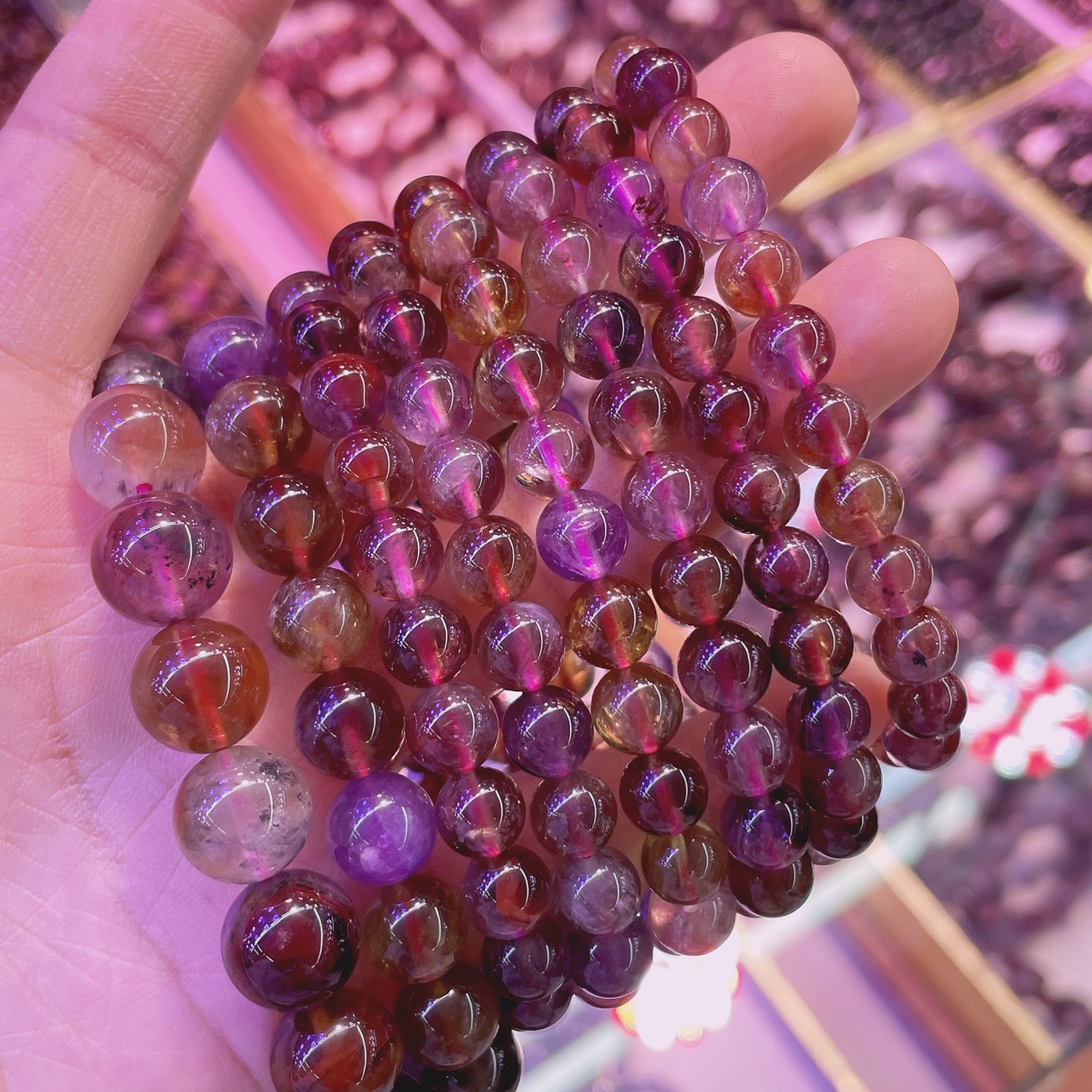 天然水晶极光23单圈手链手串男女情侣同款饰品过节送礼佳品