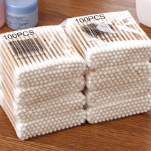 100 Pcs Double Head Cotton Swab Women Makeup Cotton Buds Tip