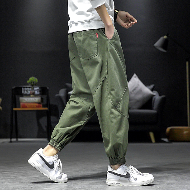 Japanese-Style Retro Overalls Men's Summer plus Size Trend Cotton Pants Fashion Brand Ins Ankle-Tied Harem Casual Pants