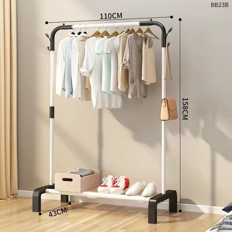 Simple Clothes Hanger Floor Vertical Bedroom Hanging Clothes Rack Bold Small Balcony Household Clothes Artifact Solid