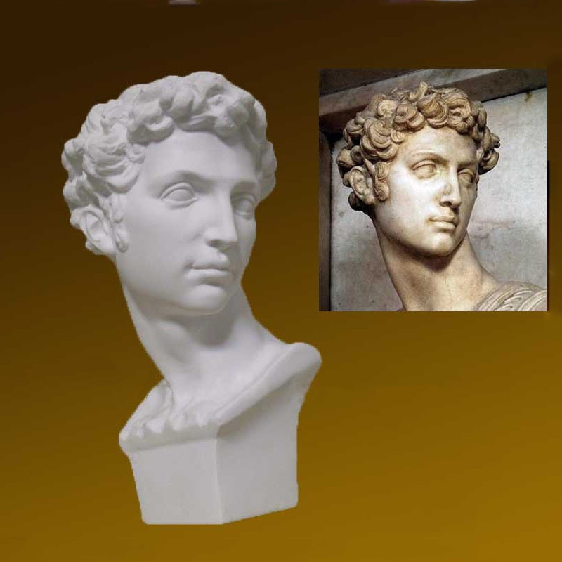 北欧15cm迷你小卫朱利亚诺·美第奇树脂小石膏雕像头像素描包不破