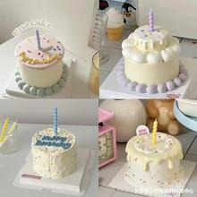 网红生日字母蜡烛蛋糕装饰摆件彩色马卡龙弯曲螺纹蜡烛烘焙插件