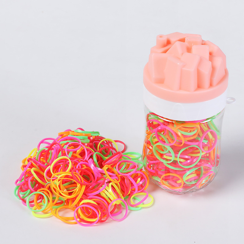 Korean Style High Elastic Children's Disposable Hair Band Hair Ring Canned Girl's Strong Pull Continuous Color Rubber Band