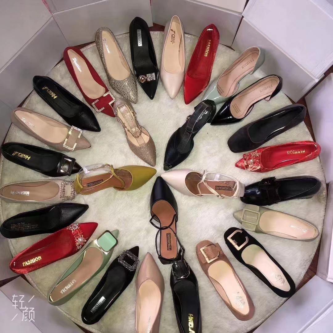 温州春夏时装单鞋高跟鞋女鞋库存清仓处理批发夜市地摊一手货源