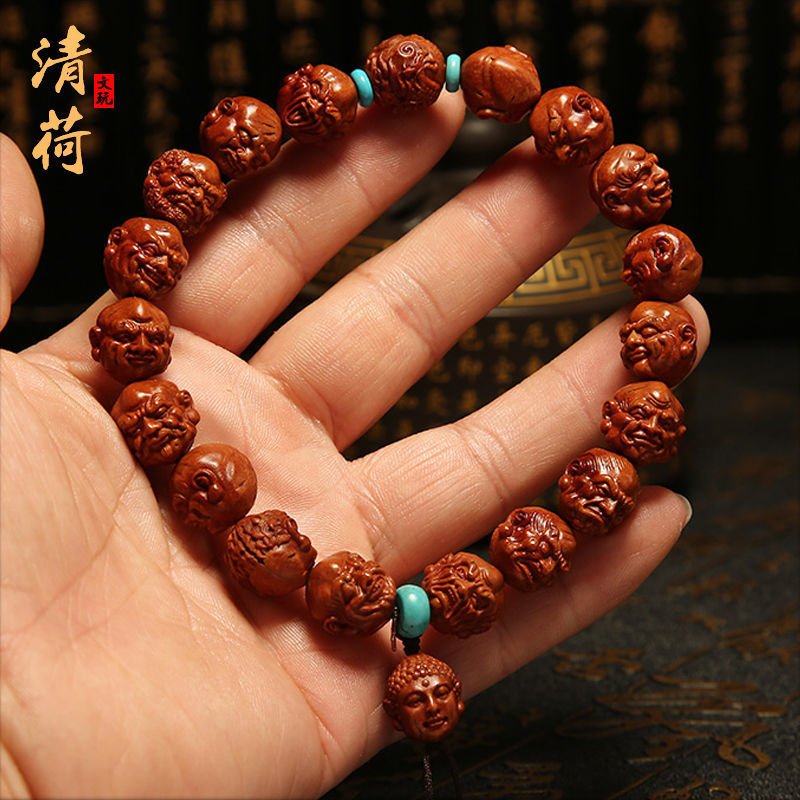 龙纹桃核18罗汉橄榄核十八罗汉手串男盘玩文玩小籽刻须派核