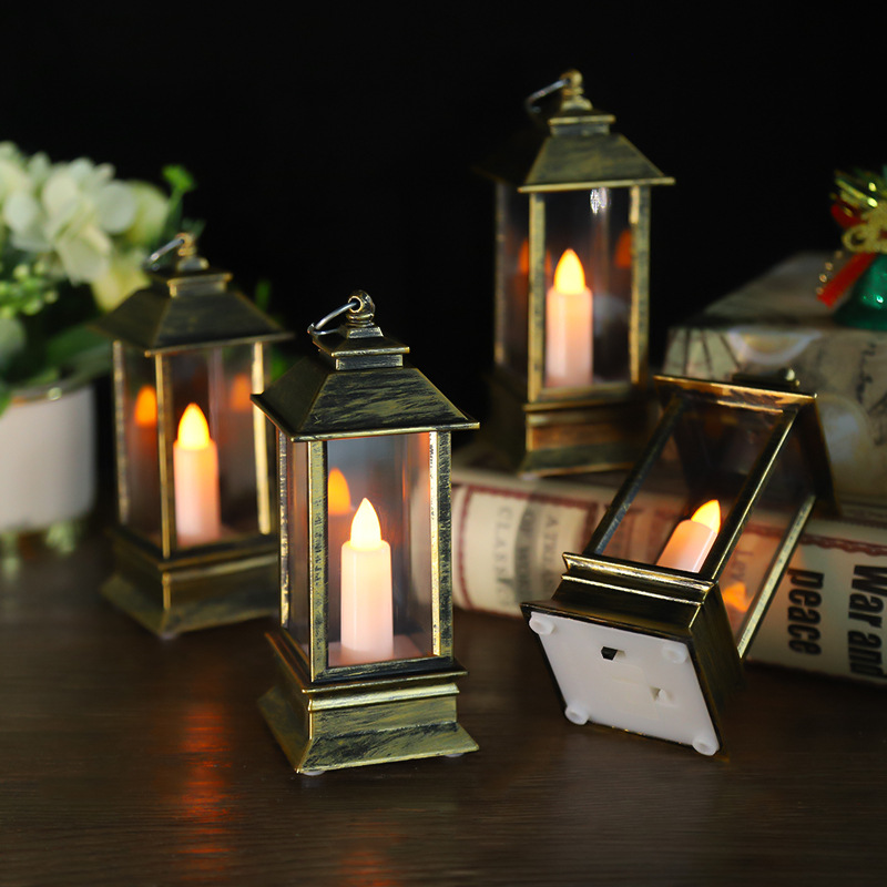 Exclusive for Cross-Border Retro Square Top Small Wind Light LED Luminous Candle Christmas Halloween Scene Layout Ambience Light