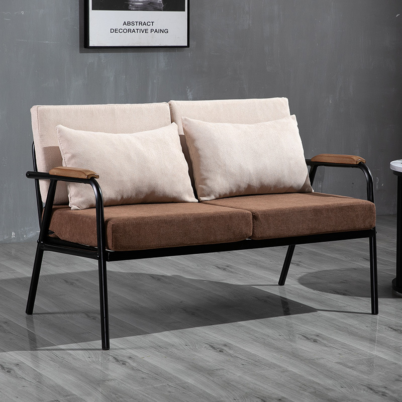 小户型北欧简约现代客厅铁艺沙发三人双人位店铺奶茶店铁沙发椅